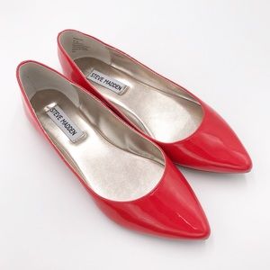 Steve Madden Emmpier Red Faux Patent Leather Flats